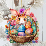 Bunny in a Basket Wooden Ornaments by G. DeBrekht Easter Spring Decor - 8652764