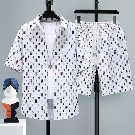 Men's Short-sleeved Suit Youth Student Leisure Sports Cool Shorts Two-piece Set - Lootquake