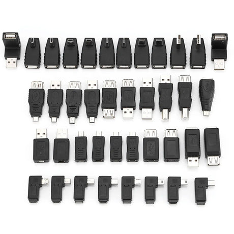 Pack of 40 Multiple USB2.0 Adapters Angled Mini Micro Type B Male Female Converters Connectors - Lootquake