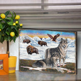 Arte mural de madera con lobos invernales de Nature Wonders - Decoración de vida silvestre - 95222B