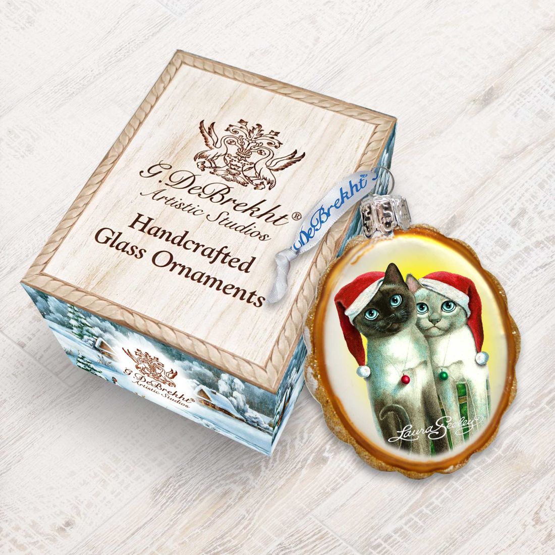 Angel Santa Cats Mercury Glass Ornament by Laura Seeley - Pets Dog and Cats Decor - 779214-LS