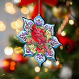 Cardinal Snowflake Wooden Ornaments by G. Debrekht - Nature Wildlife Decor - 8688411