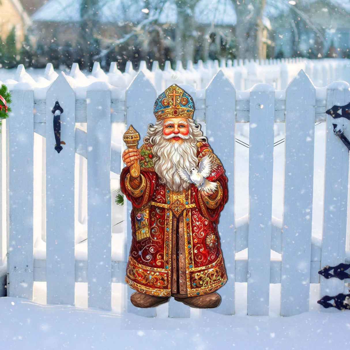 Santa's Dove of Hope Holiday Door Décor by G. Debrekht - Christmas Santa Snowman Décor - 8691416H