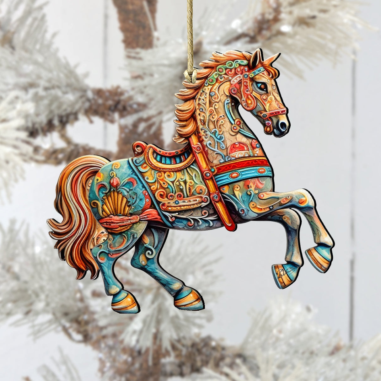 Carousel Horse Wooden Ornaments by G. Debrekht - Christmas Decor - 8100193-2