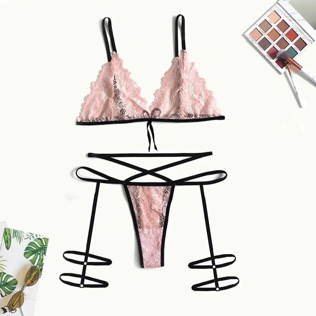 Sexy Lingerie Lace Hollow Sexy Lingerie Leg Straps Set - Lootquake