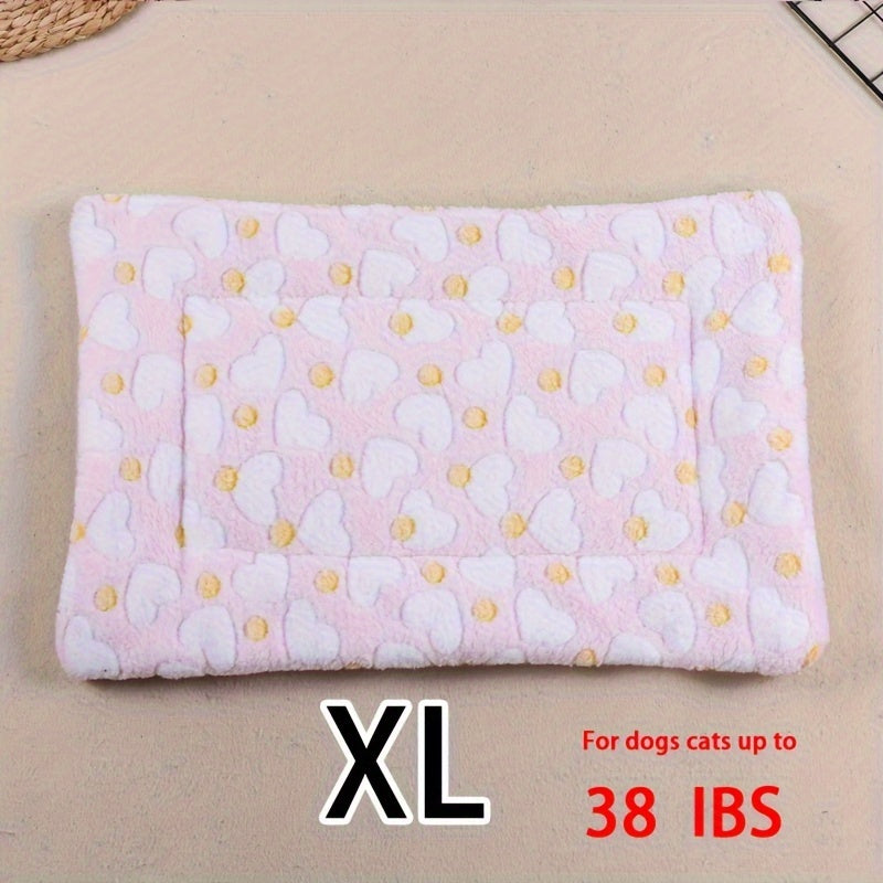 Manta rectangular para mascotas, resistente a la suciedad y para todas las estaciones - Cómoda cama con estampado de pata de perro y corazón (1 unidad)
