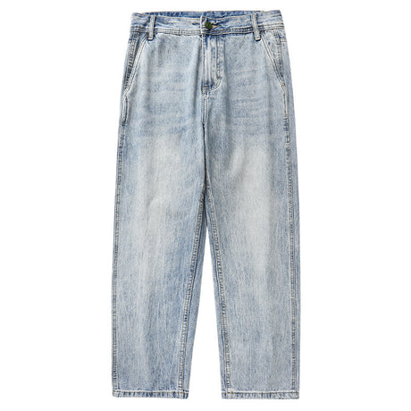 Men's Washed Distressed Straight Loose Straight Jeans - Lootquake