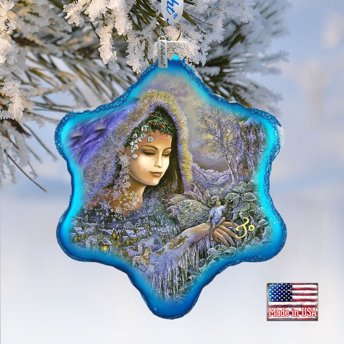 Winter Goddess Glass Ornament by Josephine Wall - Christmas Decor - 754-401-JW