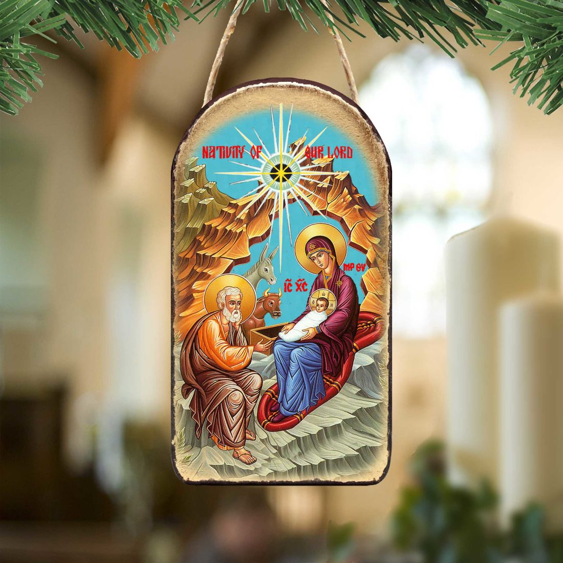 Orthodox Nativity Religious Christian Sacred Icon Ornament - Inspirational Icon Decor - 87052
