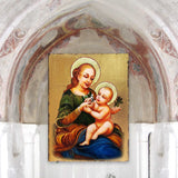 Virgin Mary Directress Wooden Gold Plated Religious Christian odox Sacred Icon - Inspirational Icon Decor - 85031