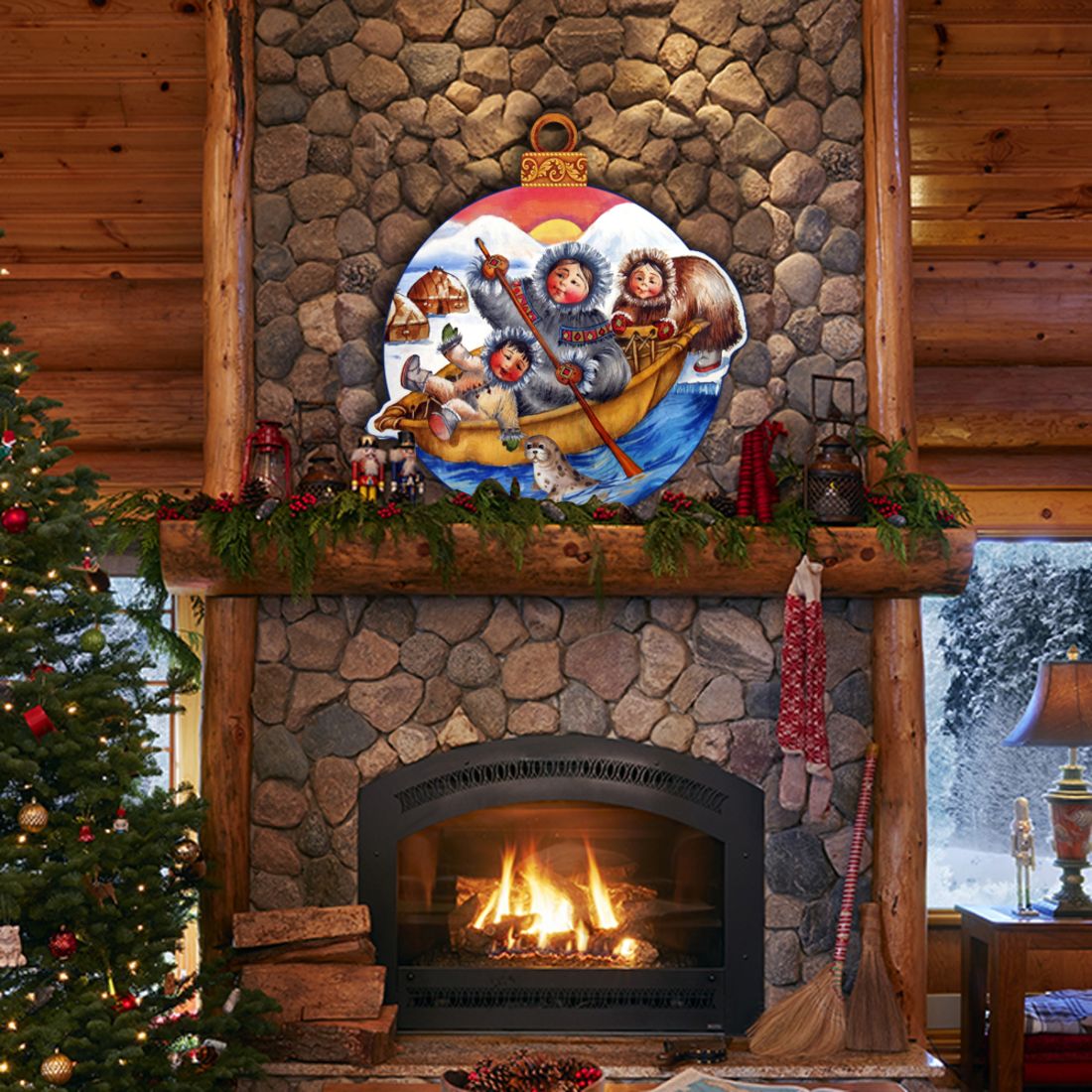 North Pole Santa Christmas Door Decor by G. DeBrekht - Christmas Santa Snowman Decor - 8117418H