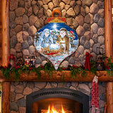 Decoración navideña para puerta de la Natividad de la Familia de Nieve de D. Gelsinger - Decoración navideña de Papá Noel y muñeco de nieve - 8031153H-DG