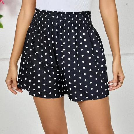 Ladies' Polka Dot Printed Sherry Shorts With Drawstring And Casual Shorts - Lootquake