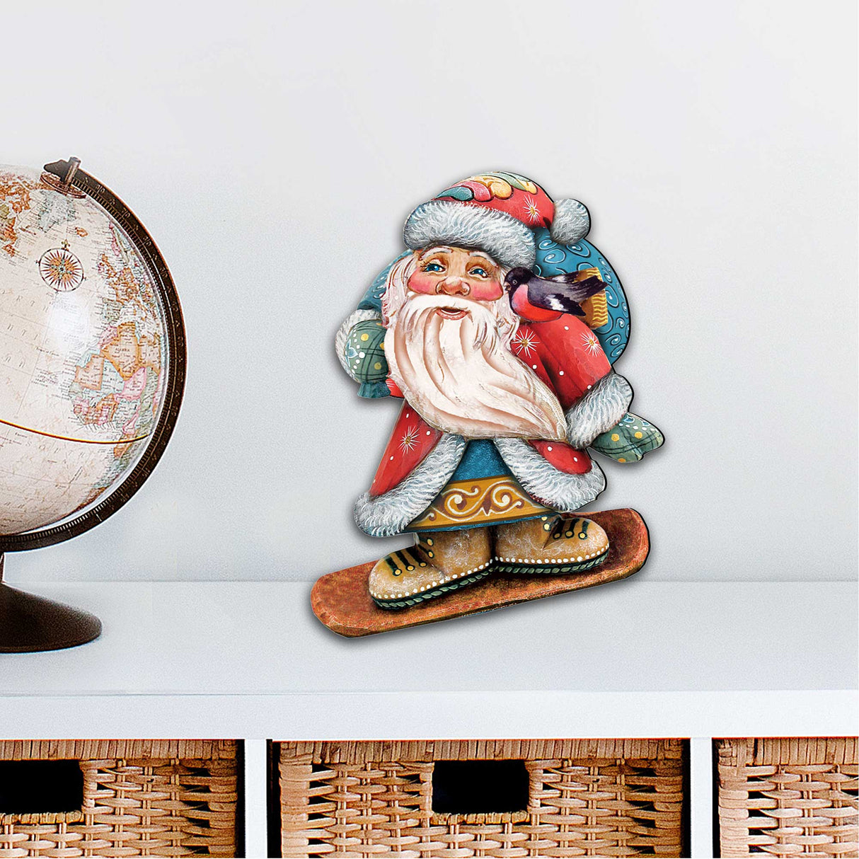 Decoración navideña para puerta con Papá Noel haciendo snowboard de G. DeBrekht - Decoración navideña con muñeco de nieve de Papá Noel - 8119171H