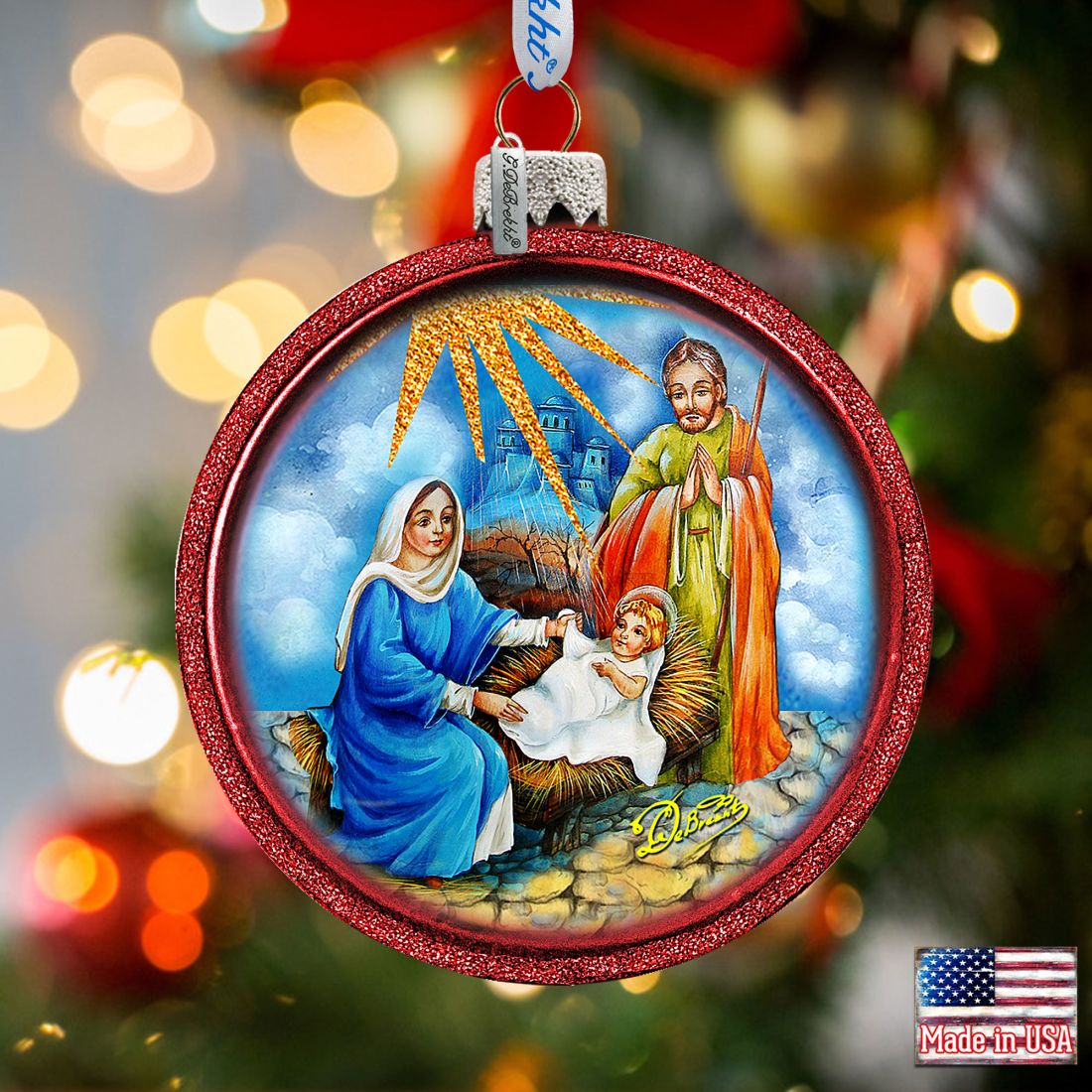 Nativity Story Glass Ornament Set of 3 by G. DeBrekht - Nativity Holiday Decor - 73750-S3