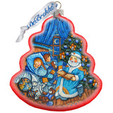 Christmas Night Wreath Glass Ornament by G. DeBrekht - Christmas Santa Snowman Decor - 762-020