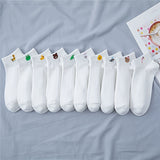 10 Pairs Cartoon Animal Print Socks, Cute & Breathable Short Socks, Women's Stockings & Hosiery