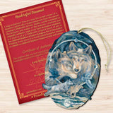 In Spirit I Am Free Wolves Ravens Wooden Ornaments by J. Bergsma - Wildlife Holiday Decor - 8591723-JB