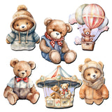 Juego de 6 imanes decorativos de madera con forma de osito de peluche de G. Debrekht - Family Love Décor - 8090025G-S6