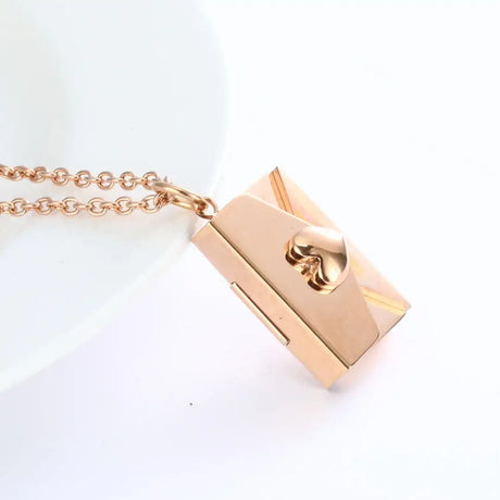 Peach Heart Envelope Couple Female Secret Hidden Message Pendant Necklace Gift - Lootquake