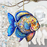 Nautical Christmas Ornaments - Oceanic Opal Fish Wooden Ornaments by G. Debrekht Coastal Holiday Decor - 8688302
