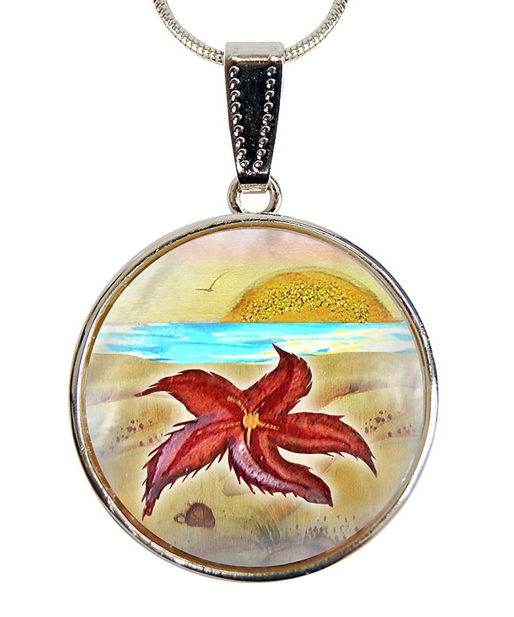 Collar con colgante de estrella de mar y nácar bañado en plata - 44051
