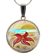 Collar con colgante de estrella de mar y nácar bañado en plata - 44051