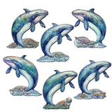 Juego de 6 imanes decorativos de madera "Melodía de ballena" de G. Debrekht - Decoración costera con fauna - 8090110G-S6