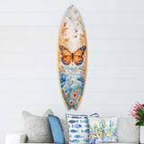 Orange Monarch Butterfly Surfboard Coastal Wall Art by G. DeBrekht - Coastal Holiday Decor - 8490110HS