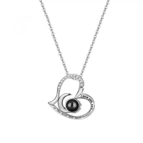 Women's S925 Sterling Silver Heart Shaped Moon Necklace - Lootquake