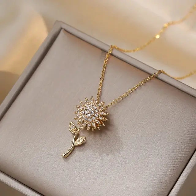 Double-layer Rotatable Sunflower Necklaces - Lootquake