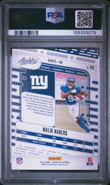 Tarjeta de fútbol RC Malik Nabers n.° 106 de novato Panini Absolute 2024, PSA 10 Gem Mint