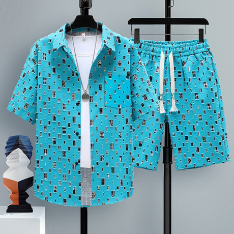 Men's Short-sleeved Suit Youth Student Leisure Sports Cool Shorts Two-piece Set - Lootquake