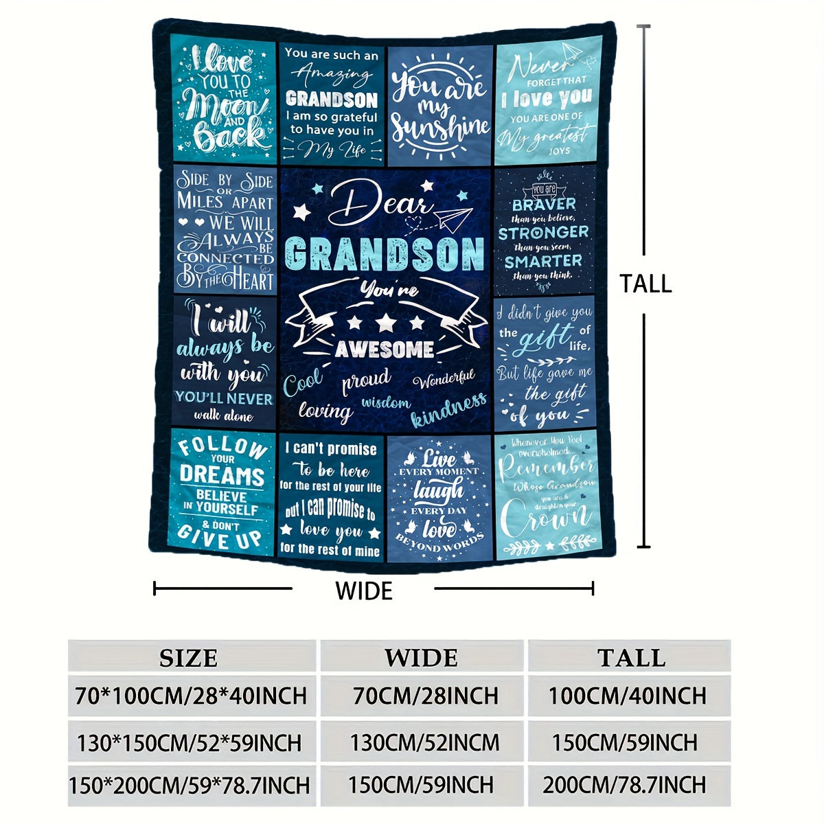 Manta estampada con una carta para mi nieto, estilo contemporáneo, suave y acogedora, ideal para sofá cama de viaje, decoración para oficina y hogar, ideal como regalo de cumpleaños, disponible para todas las estaciones.