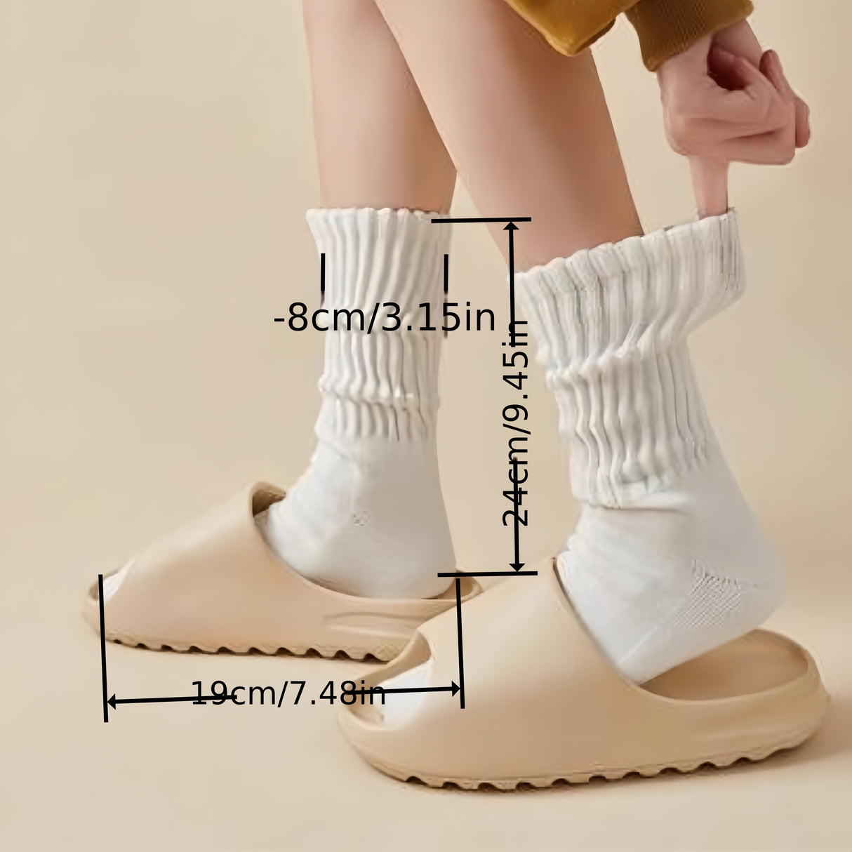 6 Pairs Solid Slouch spring Socks, Warm & Simple Calf Socks For Daily Use, Women's Stockings & Hosiery