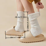 6 Pairs Solid Slouch spring Socks, Warm & Simple Calf Socks For Daily Use, Women's Stockings & Hosiery