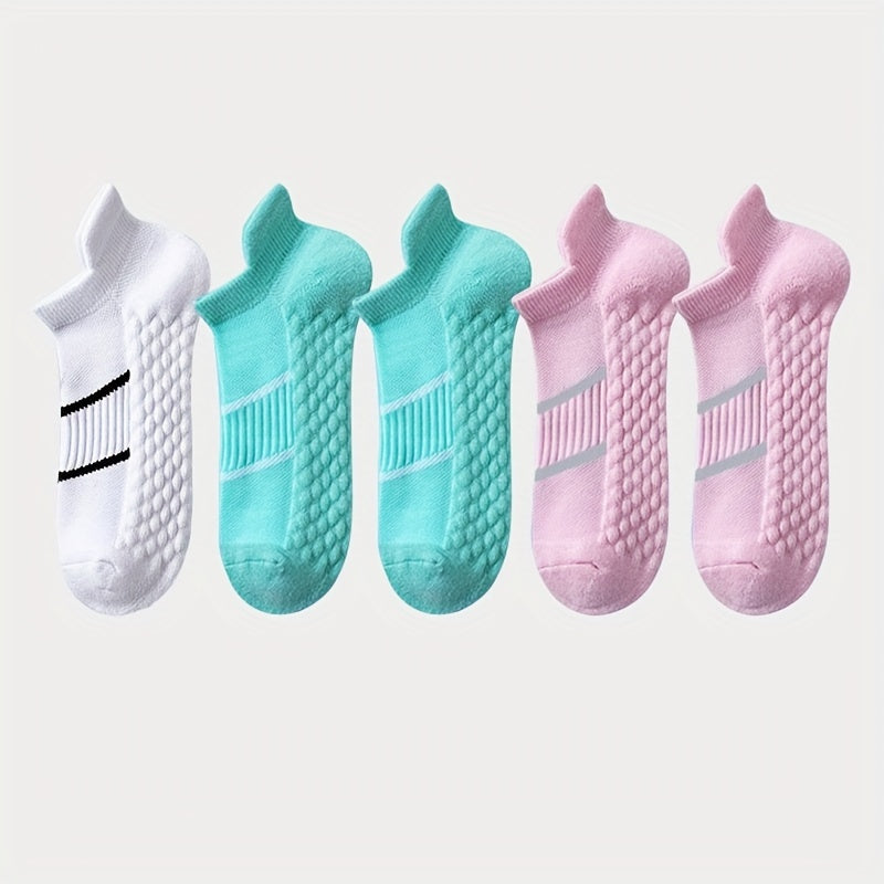 5 pares de calcetines deportivos profesionales para hombre, de verano, de malla fina, transpirables, absorbentes del sudor, antiolor, con protección para el talón y las orejas.