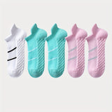5 pares de calcetines deportivos profesionales para hombre, de verano, de malla fina, transpirables, absorbentes del sudor, antiolor, con protección para el talón y las orejas.
