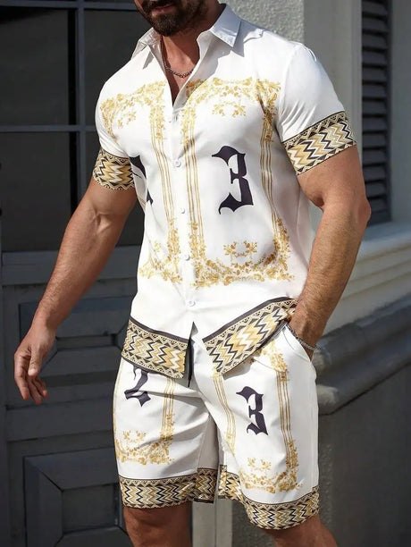 3D Digital Printing Men's Casual Loose Shirt Shorts - Lootquake