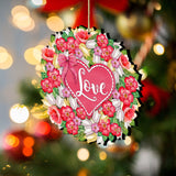Love Flower Wreath Wooden Ornaments by G.DeBrekht - Love Family Kids Decor - 8185303-4
