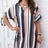 Ladies' Contrasting Striped Print Notch V-neck Short Casual Loose Dress - Lootquake