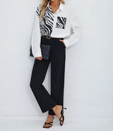 Ladies' Collar Print Button Chest Pocket Fashionable Shirt - Lootquake
