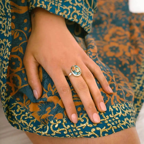 Oval Color Turquoise Ring Copper Niche - Lootquake
