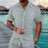 Polo Collar Solid Color Short Sleeve Button Men's Casual Loose Short Sleeves Shirt - Lootquake