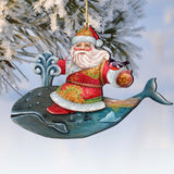 Adornos de madera de ballena de Papá Noel de G. DeBrekht - Decoración navideña de muñeco de nieve de Papá Noel - 8117827