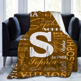 1pc Personalized Name Flannel Blanket - Cozy & Warm, Customized with Your Letters - A Perfect Commemorative Gift for Loved Ones, Ideal for Napping, Camping, & Travel Adventures