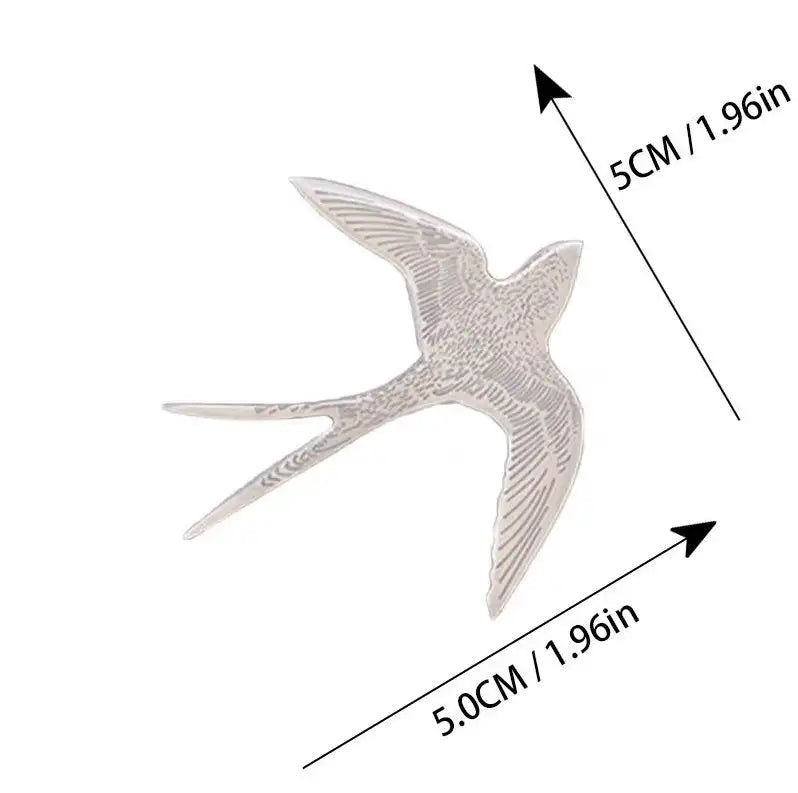 Ins Wind Silver Flying Bird  Swallow Metal Brooch - Lootquake