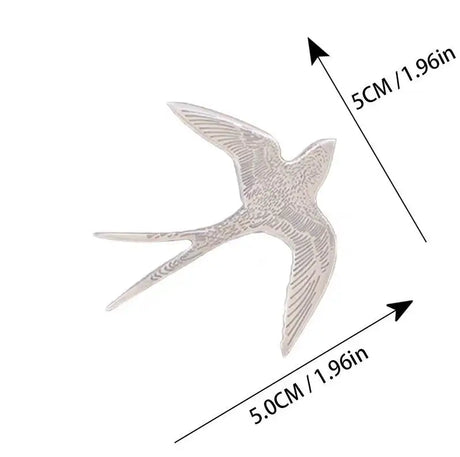 Ins Wind Silver Flying Bird  Swallow Metal Brooch - Lootquake
