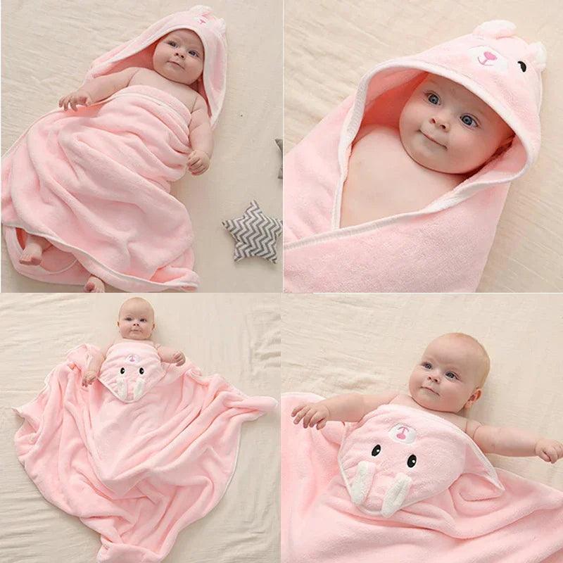 Baby Hooded Bath Towels Cartoon Animal Newborn Soft Towel Blanket Toddler Bathrobe Warm Sleeping Swaddle Wrap for Boys Girls