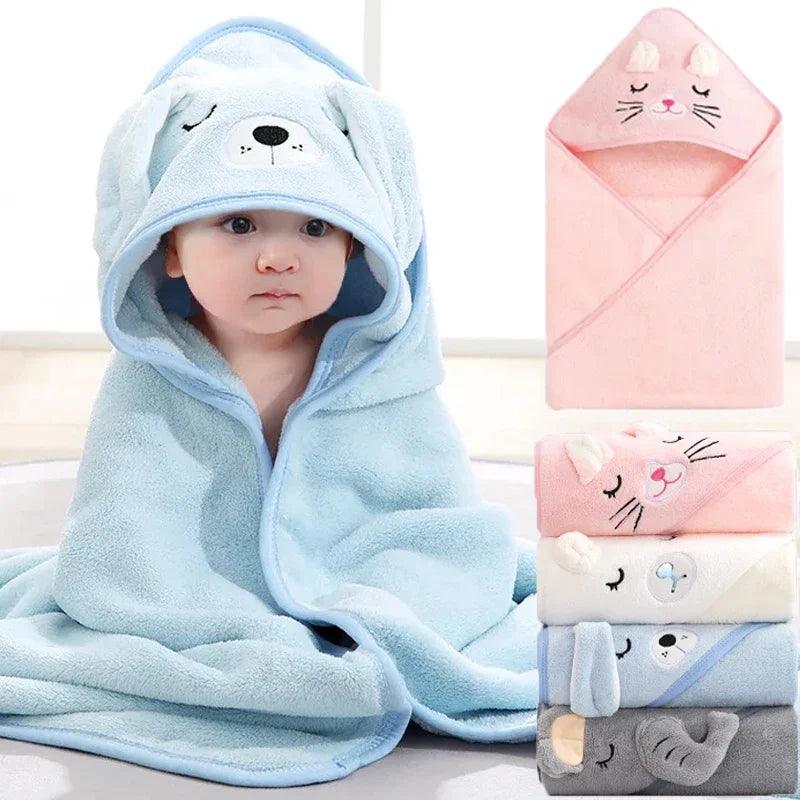 Baby Hooded Bath Towels Cartoon Animal Newborn Soft Towel Blanket Toddler Bathrobe Warm Sleeping Swaddle Wrap for Boys Girls